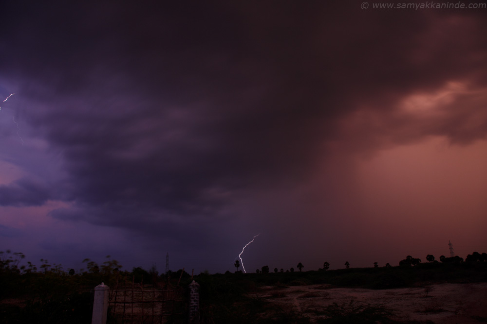lightening and sunset